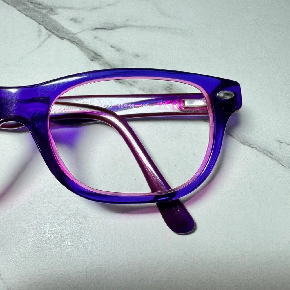 Ray-Ban RB 1555 3666 Purple Pink Rectangular Eyeglasses Frames 46-16-125
